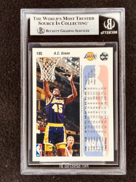 A.C. Green signed LA Lakers 1992-93 Upper Deck card BAS slab - AutographsForSale.com