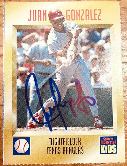 Juan Gonzalez signed Texas Rangers 1997 SI for Kids card - AutographsForSale.com