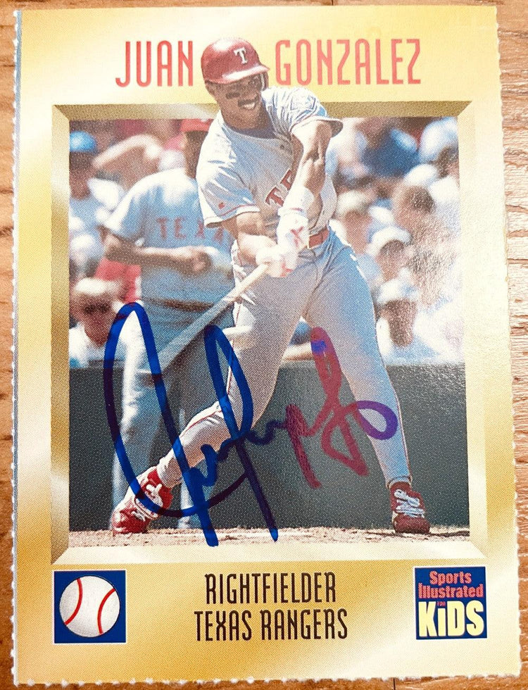 Juan Gonzalez signed Texas Rangers 1997 SI for Kids card - AutographsForSale.com