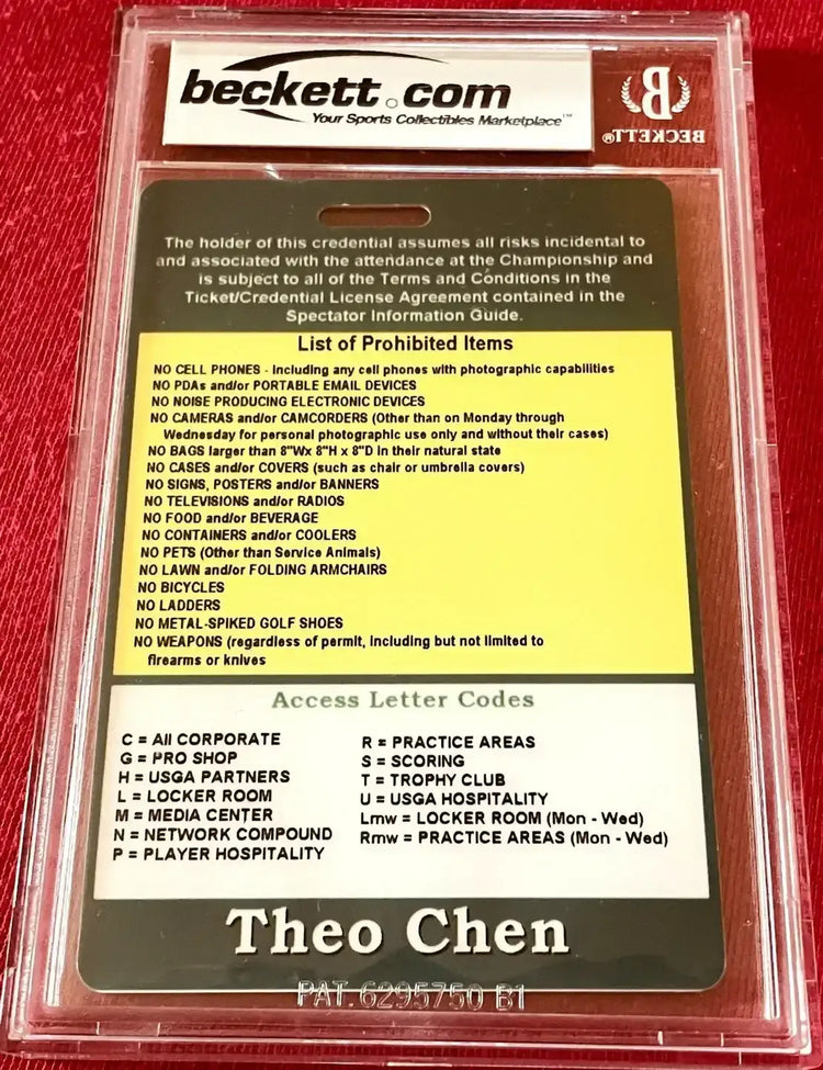 2008 US Open volunteer golf badge BAS certified Tiger Woods career major win 14 - AutographsForSale.com