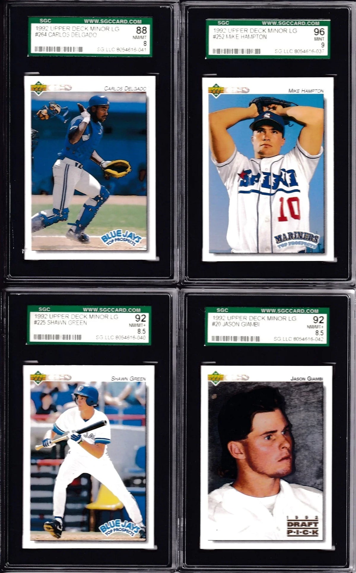 4 1992 Upper Deck Minors SGC grade cards Carlos Delgado Jason Giambi Shawn Green Mike Hampton - AutographsForSale.com