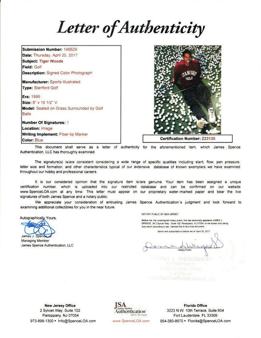 Tiger Woods signed 1995 Stanford golf Sports Illustrated photo OLD SIGNATURE JSA - AutographsForSale.com