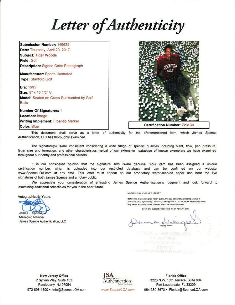 Tiger Woods signed 1995 Stanford golf Sports Illustrated photo OLD SIGNATURE JSA - AutographsForSale.com