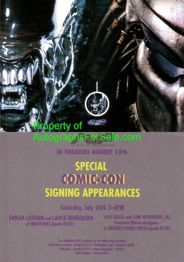 AVP Alien vs. Predator movie 2004 Comic-Con 4x6 inch promo card - AutographsForSale.com