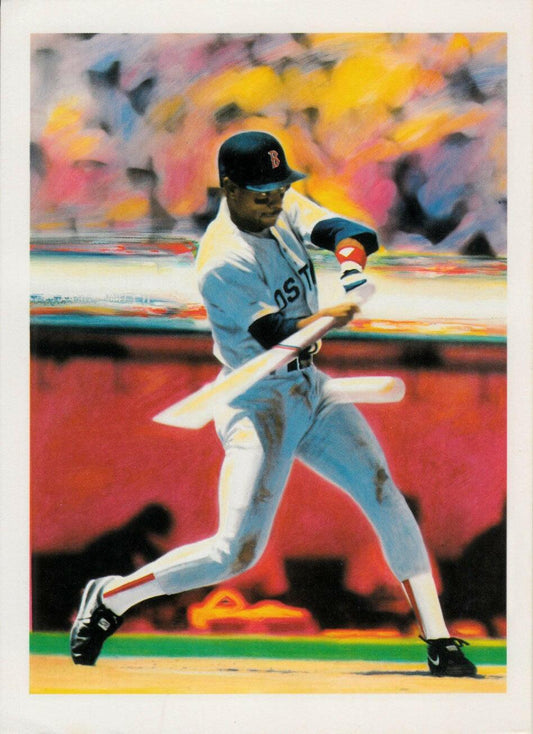 Ellis Burks Red Sox 1989 Baseball Jeffrey Rubin art postcard - AutographsForSale.com