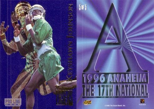 Keyshawn Johnson NY Jets 1996 Pro Line Lasers National Convention promo card - AutographsForSale.com