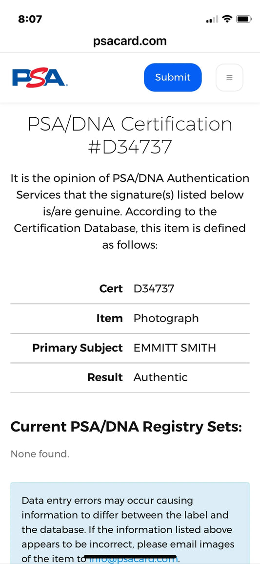 Emmitt Smith autographed Dallas Cowboys 8x10 photo framed PSA/DNA - AutographsForSale.com