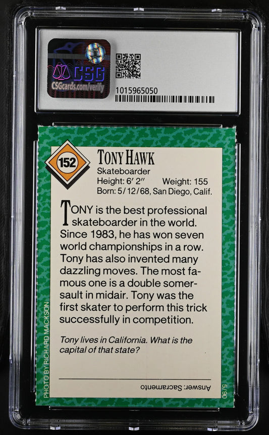 Tony Hawk 1990 Sports Illustrated for Kids skateboarding Rookie Card CSG graded 6 - AutographsForSale.com