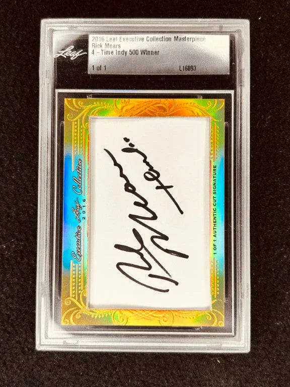 Rick Mears 2016 Leaf Masterpiece Cut Signature certified signed racing card 1/1 JSA - AutographsForSale.com