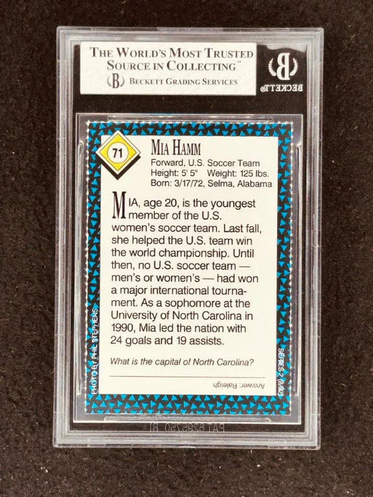 Mia Hamm 1992 Sports Illustrated for Kids soccer Rookie Card Graded BGS 7 - AutographsForSale.com