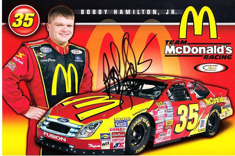 Bobby Hamilton Jr autographed NASCAR 6x9 photo card - AutographsForSale.com