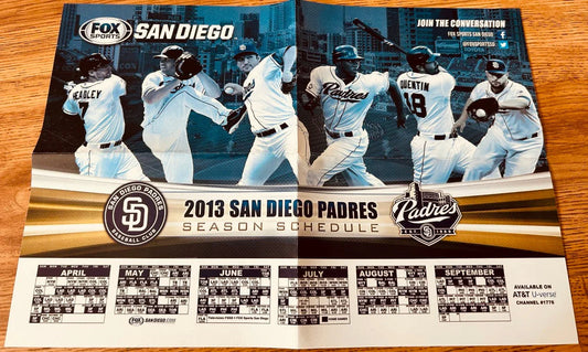 2013 San Diego Padres foldout schedule poster Chase Headley Carlos Quentin - AutographsForSale.com