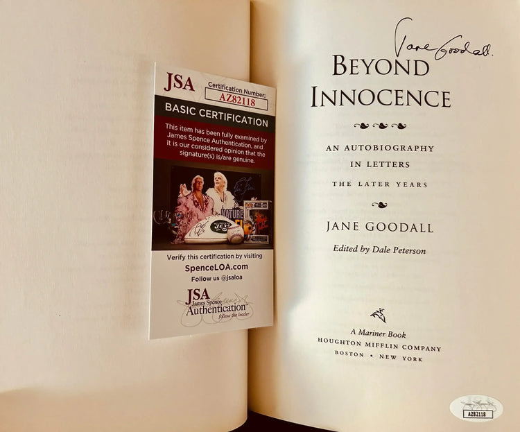 Jane Goodall autographed Beyond Innocence paperback book JSA - AutographsForSale.com