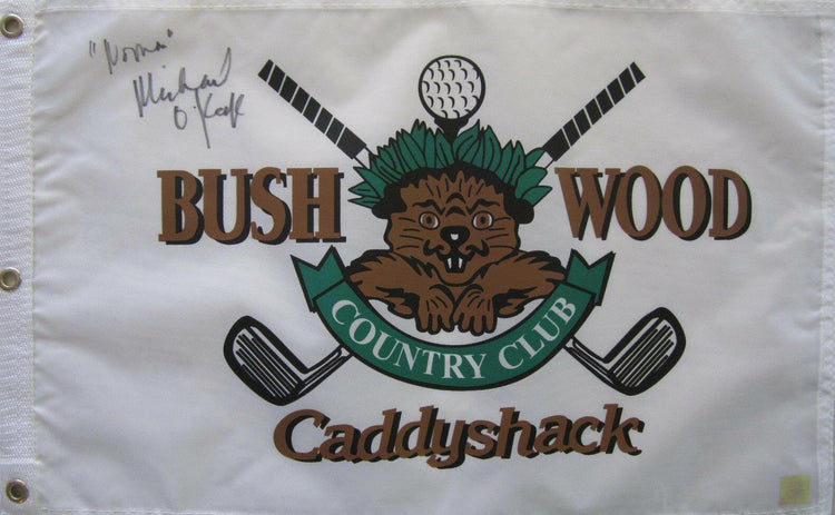 Michael O'Keefe signed Caddyshack Bushwood Country Club golf flag w/ Noonan - AutographsForSale.com