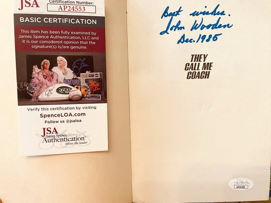 John Wooden signed They Call Me Coach book dated 1985 JSA UCLA - AutographsForSale.com