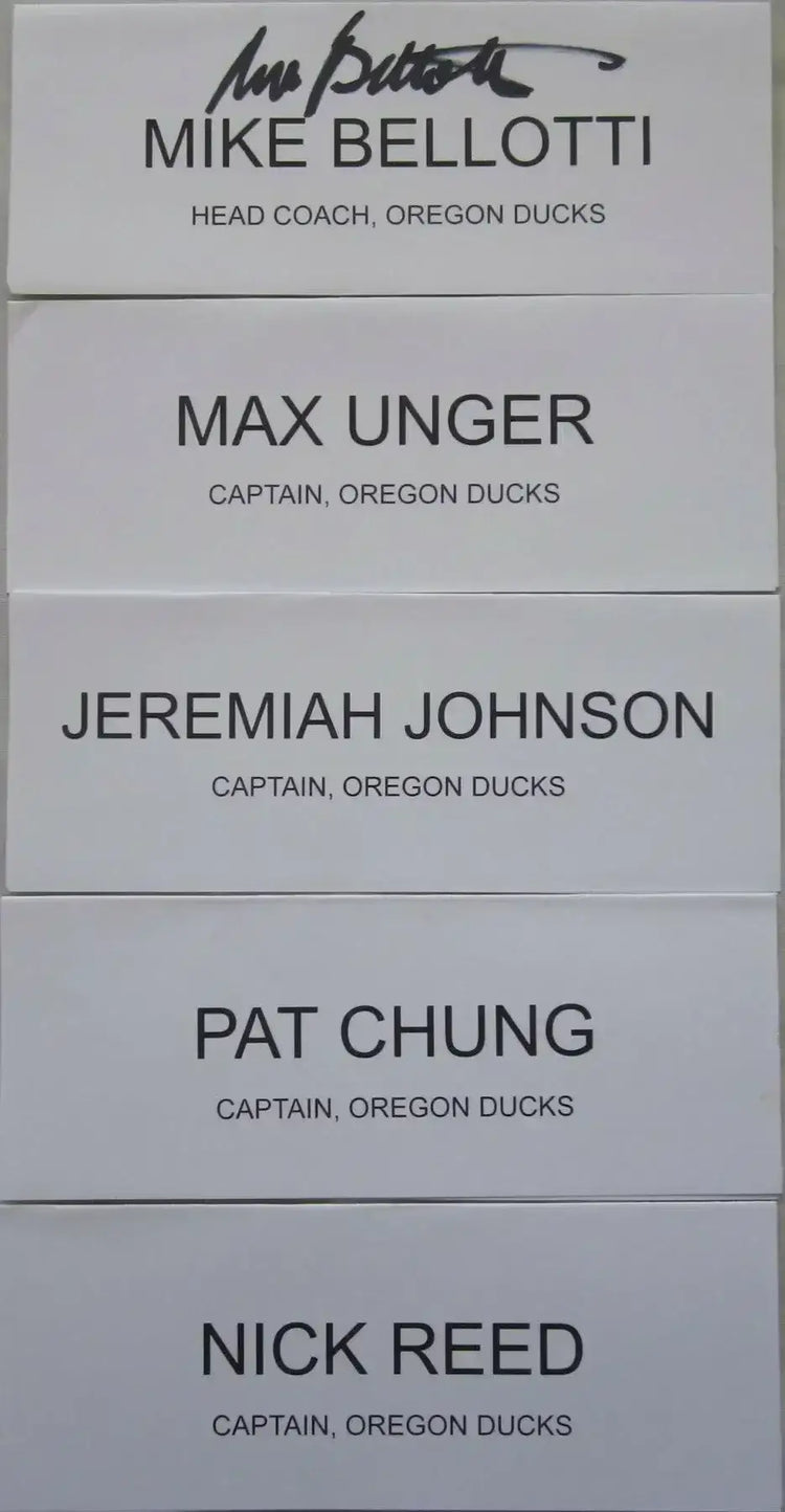 Mike Bellotti signed Oregon Ducks 2008 Holiday Bowl luncheon placard - AutographsForSale.com
