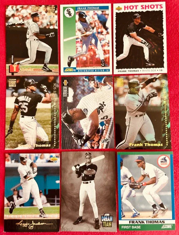 9 Frank Thomas White Sox cards 1990 Score Rising Stars 1993 UD Clutch Performers 1994 team Stadium Club Finest - AutographsForSale.com
