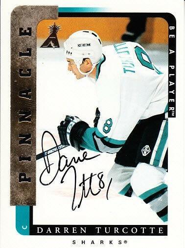 Darren Turcotte certified signed San Jose Sharks 1996-97 Pinnacle Be A Player card - AutographsForSale.com