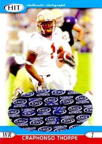 Craphonso Thorpe certified autograph Florida State Seminoles 2005 SAGE HIT card - AutographsForSale.com