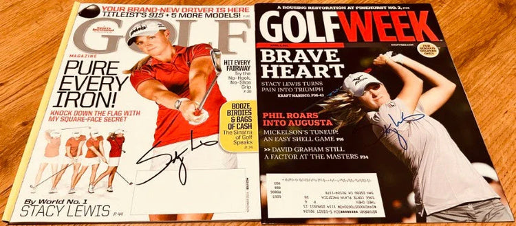 Stacy Lewis signed 2011 Kraft Nabisco Championship Golfweek & 2014 golf magazines - AutographsForSale.com