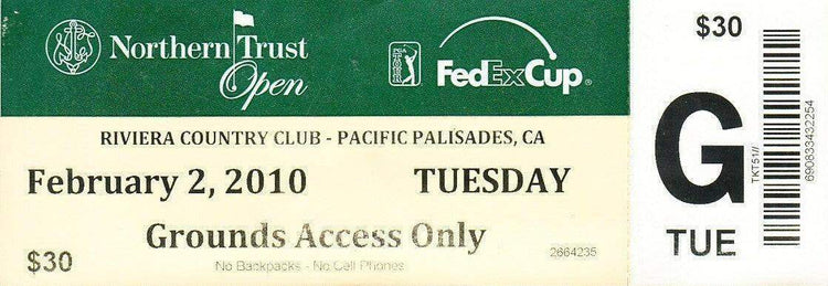 2010 Northern Trust Open Riviera golf ticket Steve Stricker Wins - AutographsForSale.com