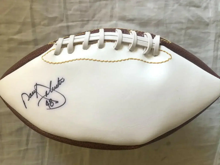 Daryl Moose Johnston signed white panel football Dallas Cowboys - AutographsForSale.com