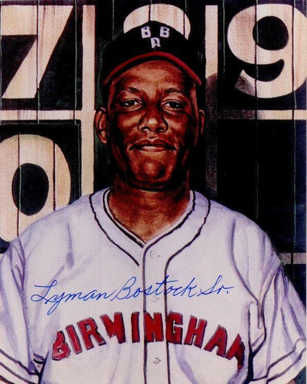 Lyman Bostock Sr signed Birmingham black Barons 8x10 art print - AutographsForSale.com