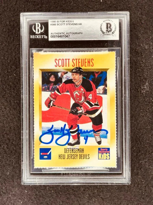 Scott Stevens autographed New Jersey Devils 1995 Sports Illustrated for Kids card BAS slabbed - AutographsForSale.com