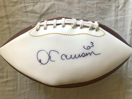 Dermontti Dawson signed white panel football Steelers - AutographsForSale.com
