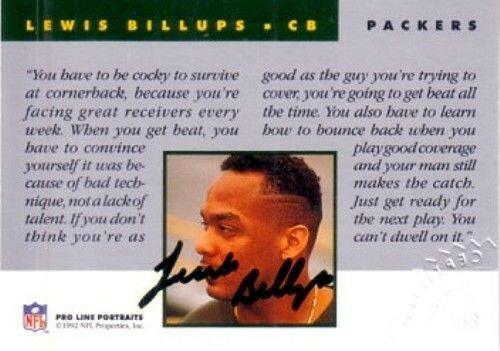 Lewis Billups certified autograph Packers 1992 Pro Line card - AutographsForSale.com