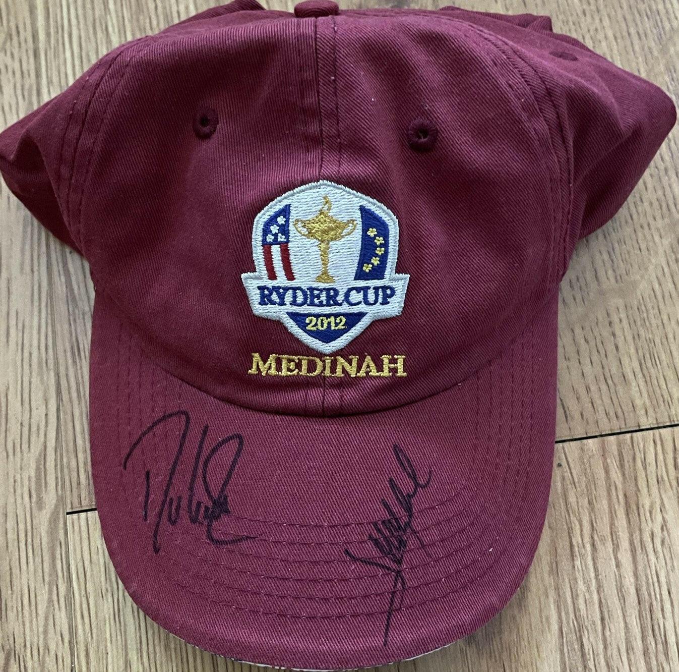 Davis Love III Jose Maria Olazabal signed 2012 Ryder Cup golf cap JSA - AutographsForSale.com
