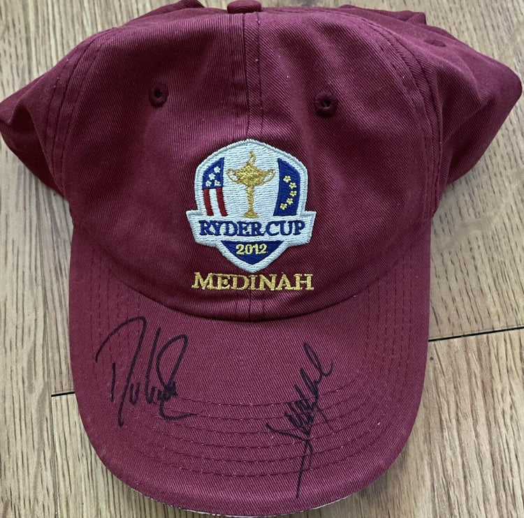 Davis Love III Jose Maria Olazabal signed 2012 Ryder Cup golf cap JSA - AutographsForSale.com