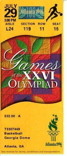 2 1996 Atlanta Olympics US Women’s basketball Gold Medal team ticket stubs - AutographsForSale.com