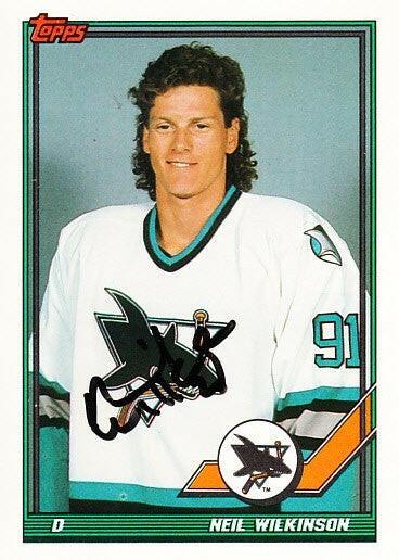 Neil Wilkinson signed San Jose Sharks 1991-92 Topps card - AutographsForSale.com