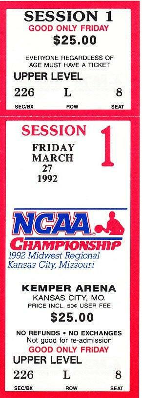 1992 NCAA Tournament Midwest Semifinals and Final full tickets (Cincinnati advances to Final 4) - AutographsForSale.com