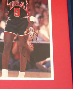 Michael Jordan signed 1984 US Olympic team magazine photo framed Rare full name signature - AutographsForSale.com