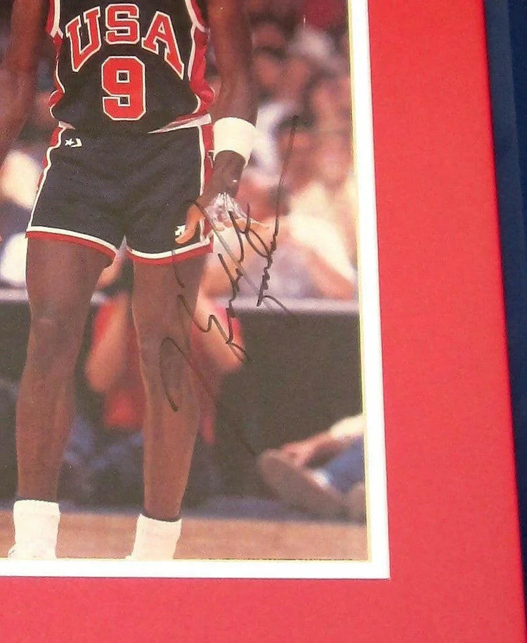 Michael Jordan signed 1984 US Olympic team magazine photo framed Rare full name signature - AutographsForSale.com
