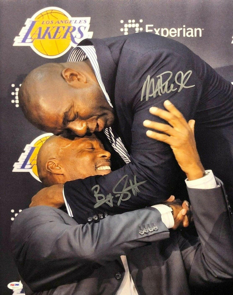 Magic Johnson & Byron Scott signed Lakers 16x20 poster or photo PSA/DNA - AutographsForSale.com