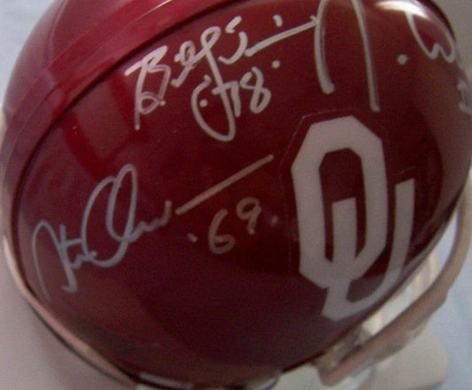 Steve Owens Billy Sims Jason White signed Oklahoma Sooners mini helmet JSA - AutographsForSale.com