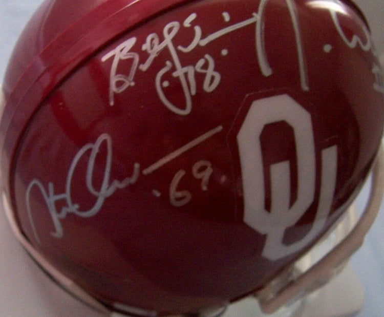 Steve Owens Billy Sims Jason White signed Oklahoma Sooners mini helmet JSA - AutographsForSale.com