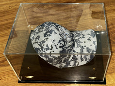 Baseball cap or hat acrylic display case with black base (used) - AutographsForSale.com