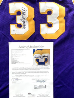 Kareem Abdul-Jabbar signed LA Lakers 1979-80 Mitchell & Ness jersey JSA - AutographsForSale.com