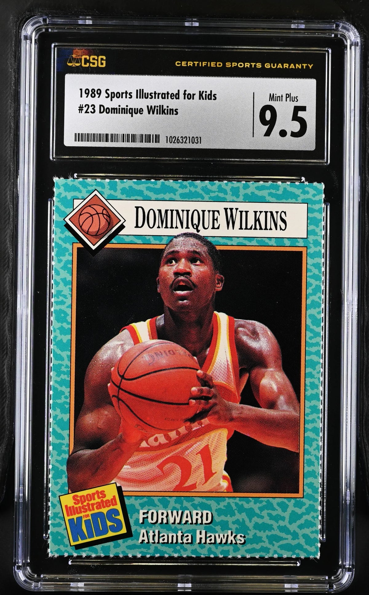 Dominique Wilkins Atlanta Hawks 1989 Sports Illustrated for Kids card CSG graded 9.5 MINT+ - AutographsForSale.com