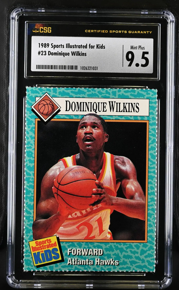 Dominique Wilkins Atlanta Hawks 1989 Sports Illustrated for Kids card CSG graded 9.5 MINT+ - AutographsForSale.com