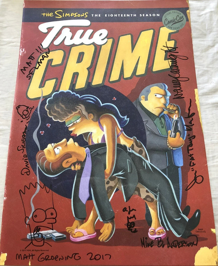 Simpsons signed & doodled 2017 SDCC poster Matt Groening Nancy Cartwright JSA - AutographsForSale.com