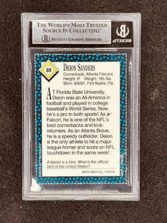 Deion Sanders autographed Atlanta Falcons 1992 Sports Illustrated for Kids card BAS slabbed To Theo - AutographsForSale.com