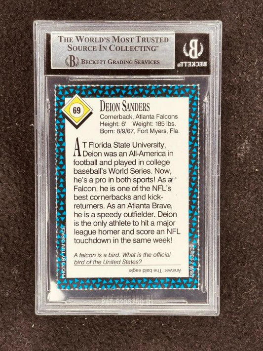 Deion Sanders autographed Atlanta Falcons 1992 Sports Illustrated for Kids card BAS slabbed To Theo - AutographsForSale.com
