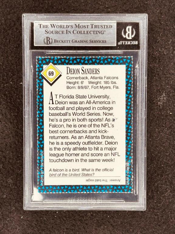 Deion Sanders autographed Atlanta Falcons 1992 Sports Illustrated for Kids card BAS slabbed To Theo - AutographsForSale.com
