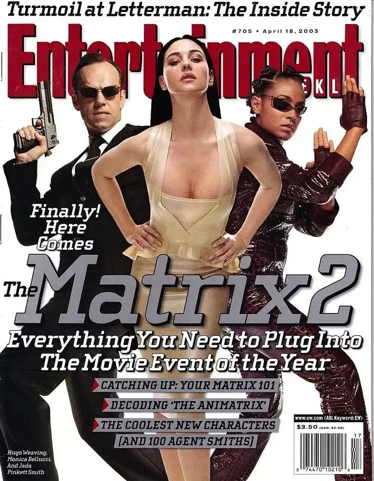 Matrix 2 Reloaded movie 2003 Entertainment Weekly magazine Hugo Weaving Monica Bellucci Jada Pinkett Smith - AutographsForSale.com