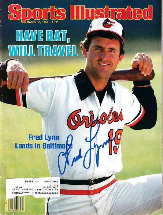 Fred Lynn signed Orioles 1985 Sports Illustrated magazine - AutographsForSale.com